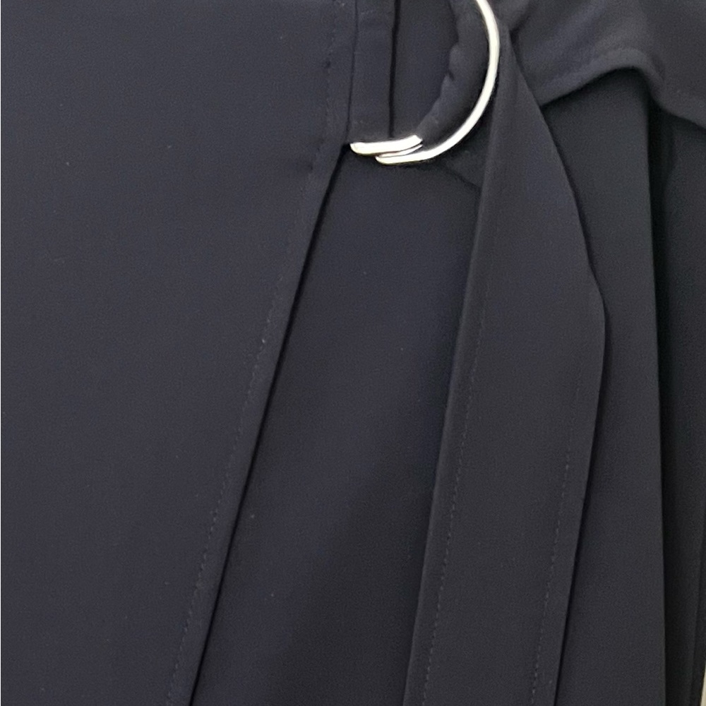 Navy Wrap Skirt with front slit and Silver Ring Detail